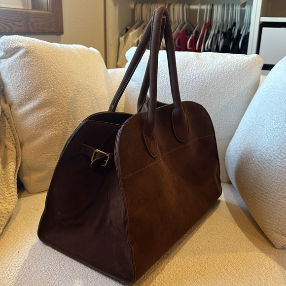 Boutique Suede Brown Top Handle Handbag - Picture 4 of 11